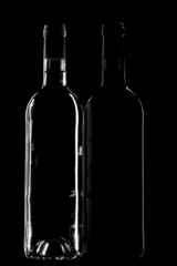 object on black - Two wine bottle