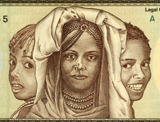 African girls on 1 Nakfa banknote from Eritrea