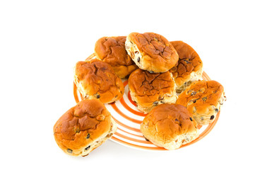 Bread rolls filled with currants and raisins