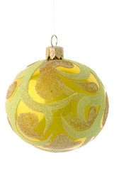 Yellow christmas ball isolated on white