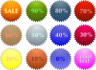 Abstract vector color sale tag stickers with discount