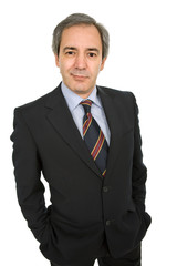 mature business man portrait in white background