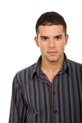 young casual man portrait in white background