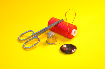 sewing set in background yellow