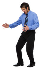 young business men in stress looking down