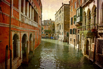 Postcard from Italy. - Idylic canal Venice.