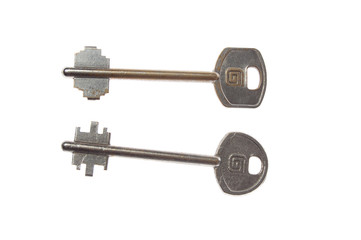 two steel key isolated on a white