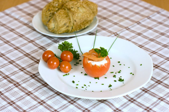 Red Tomato With Spread And Bread