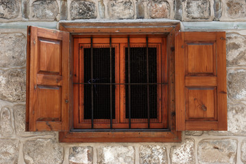 Wooden shutters and grates