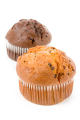Muffin with white background, close up