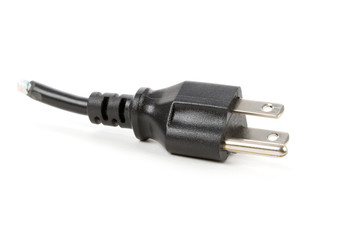 black power cord Plug with white background