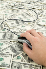 US Dollars and Computer Mouse for background