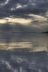 Hdr photo of calm sea on sunset
