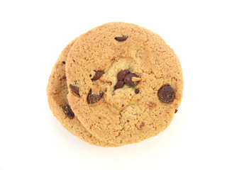 stack of chocolate chip cookies isolated over white background
