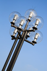 Zurich city lights against blue sky