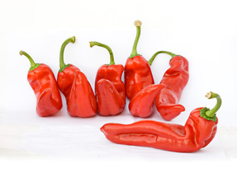Red sweet peppers  isolated on white background