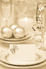 Celebration dinner setting with antique toning