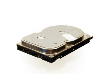 Isolated hard disk with reverberation on glassy background