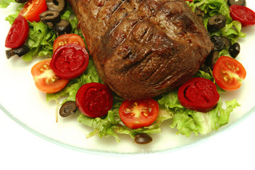 roast red beef meat and vegetables