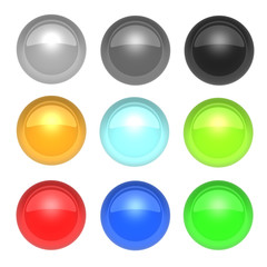 Set of glossy balls in nine different colors. 3d rendered image.