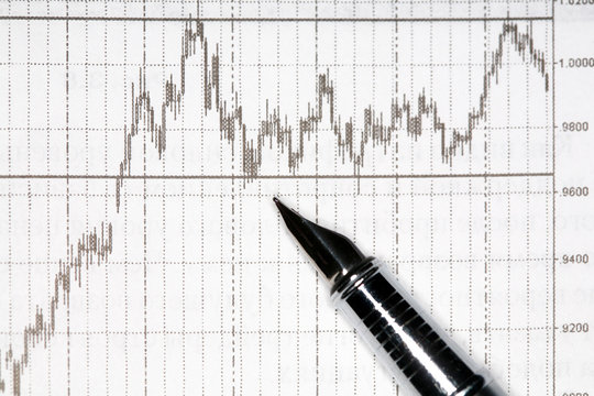 Stock photo: silver pen on financial diagram