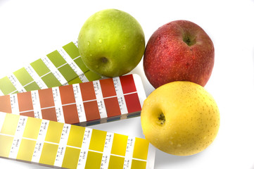 red,green and yellow apples