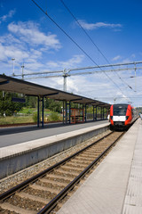 A train arriving at the station. Sweden