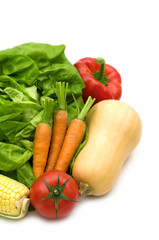 vegetables assortment on white background.