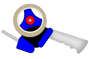 A Isolated blue tape gun illustration