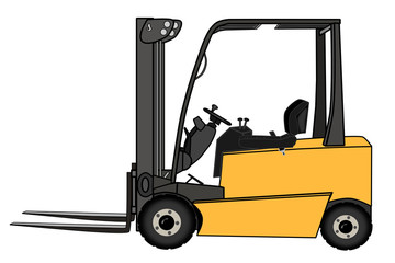 A Isolated yellow forklift illustration