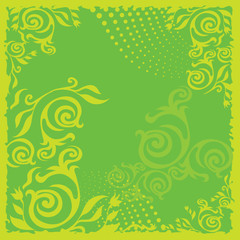 green background with florsl pattern