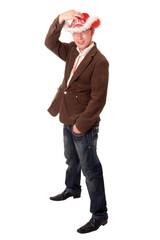 fop with red hat on a white background