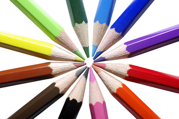 Fototapeta premium Colored pencils isolated ob white background.