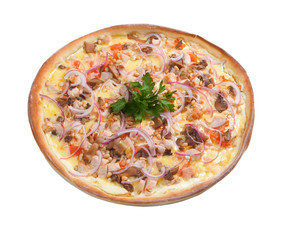 Pizza and italian kitchen. Studio. Isolated on white background.