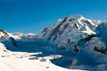 Fototapeta na wymiar Lyskamm mountain peak in winter