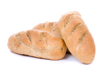close up of fresh white bread, isolated on white
