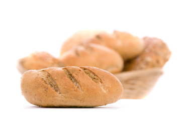 close up of fresh white bread, isolated on white