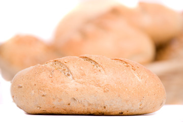 close up of fresh white bread, isolated on white