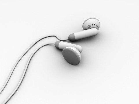 3d illustration of headphones over white background