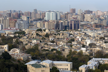 View on old city in a center of Baku, Azerbaijan.