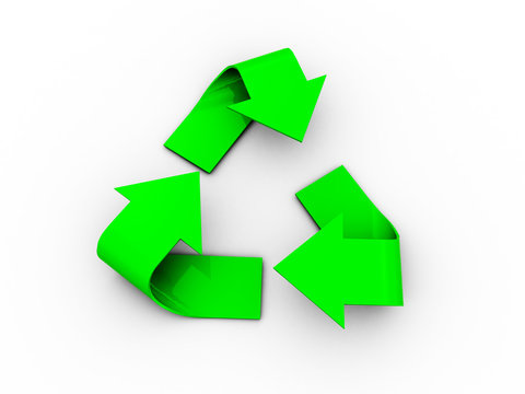 3d illustration of recycle logo on white background