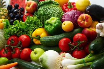 Obraz na płótnie Canvas Grupa różnych owoców i warzyw