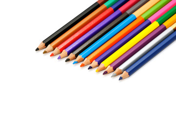 Color pencils on a white background