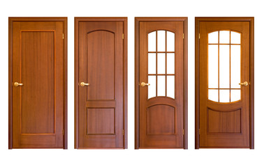Obraz na płótnie Canvas zestaw drzwi drewniane samodzielnie na białym tle
