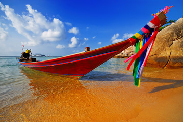 Traditional Thai Longtail boat on the beach