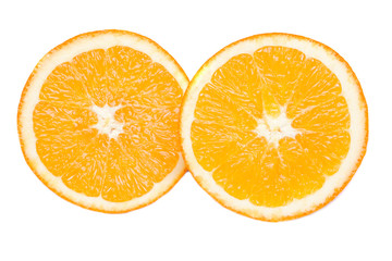 Photo of half orange on a over white background