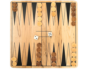 Photo of backgammon game against the white background