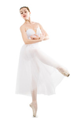 Fototapeta na wymiar a young wonderful ballerina is dancing gracefully