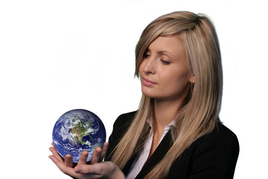 woman Holding a Globe - Wrap Image for Globe Curtesy of Nasa.0rg