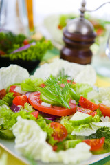Fresh vegetable salad with tomato and cucumber
